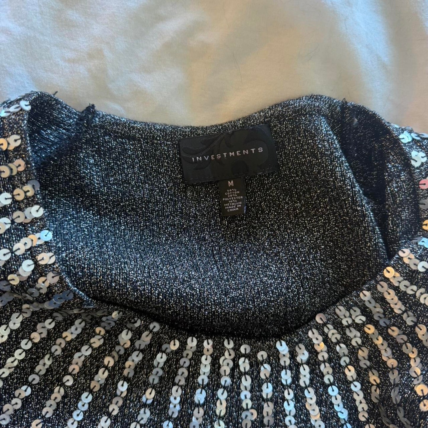 Sparkly silver beaded tank top
