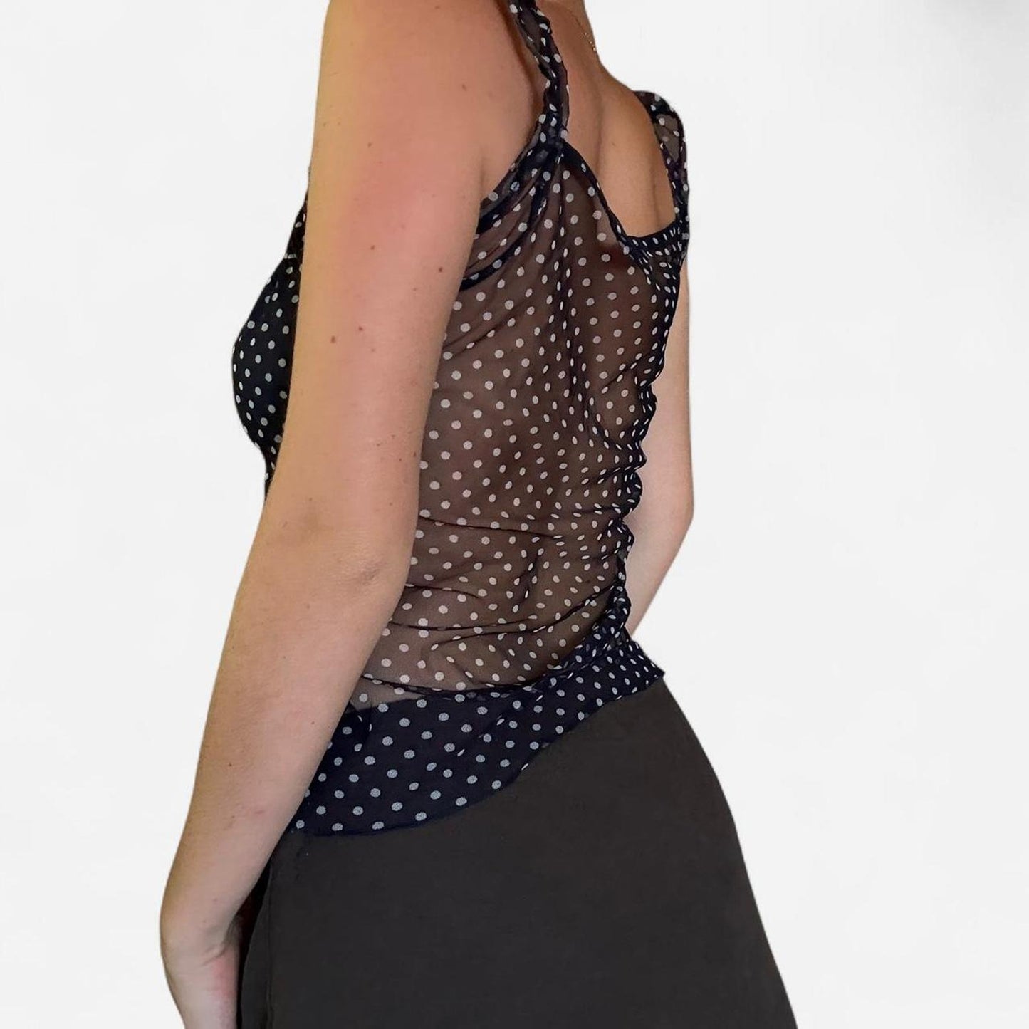 Black and white polka dot tank top