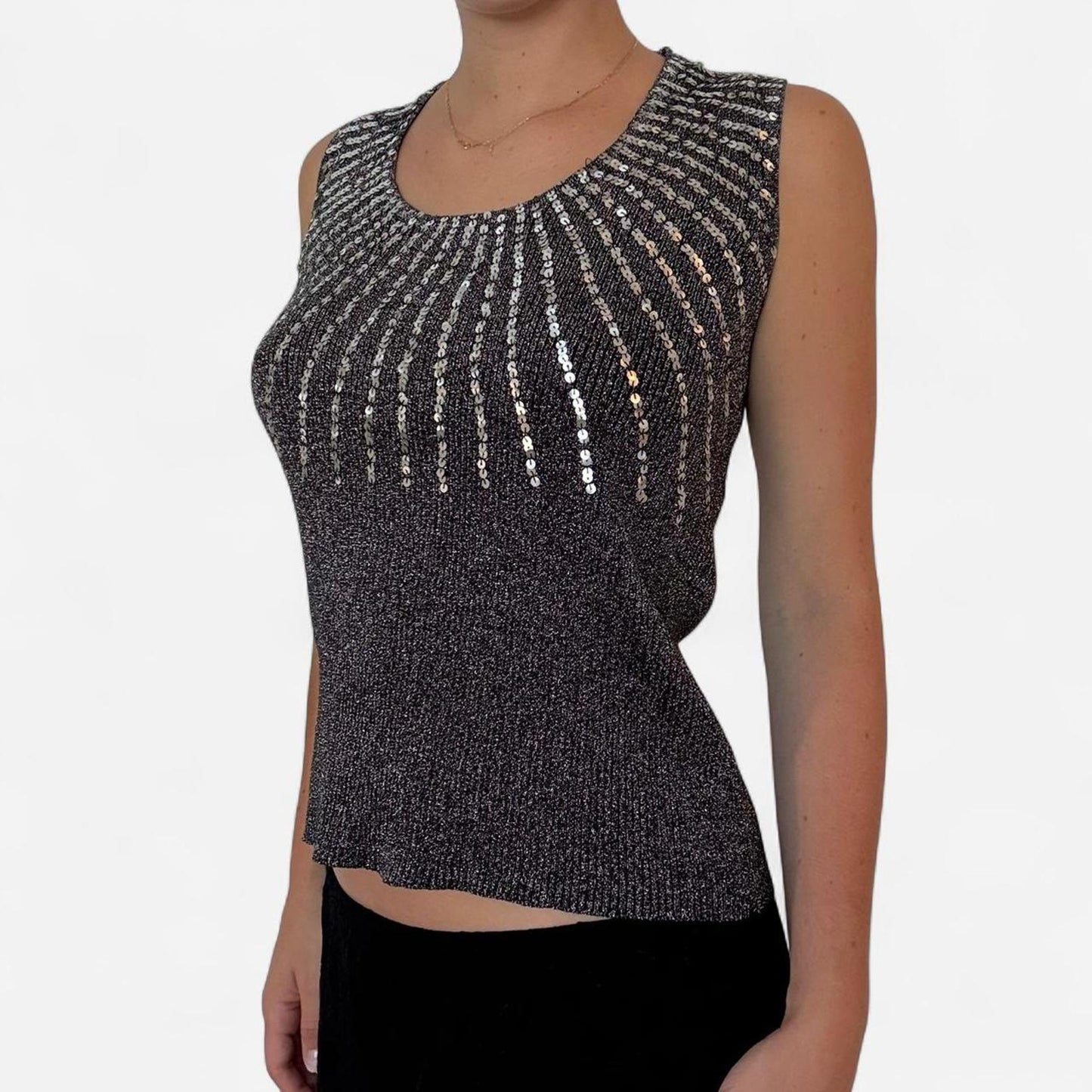Sparkly silver beaded tank top