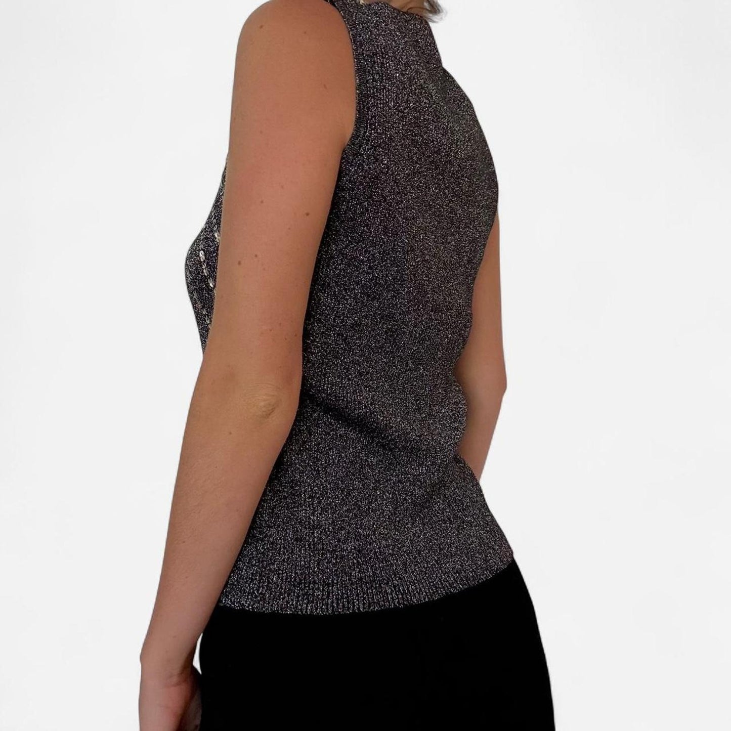 Sparkly silver beaded tank top