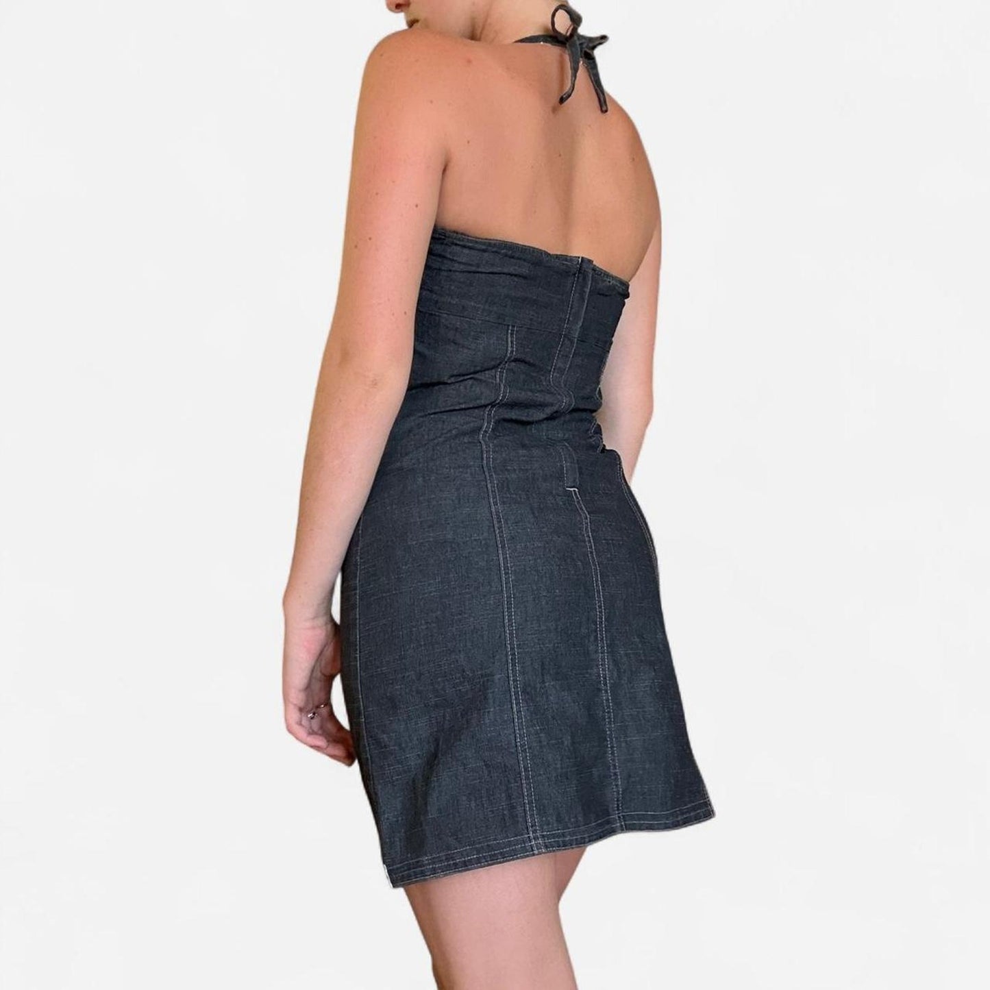 Black vintage denim mini dress