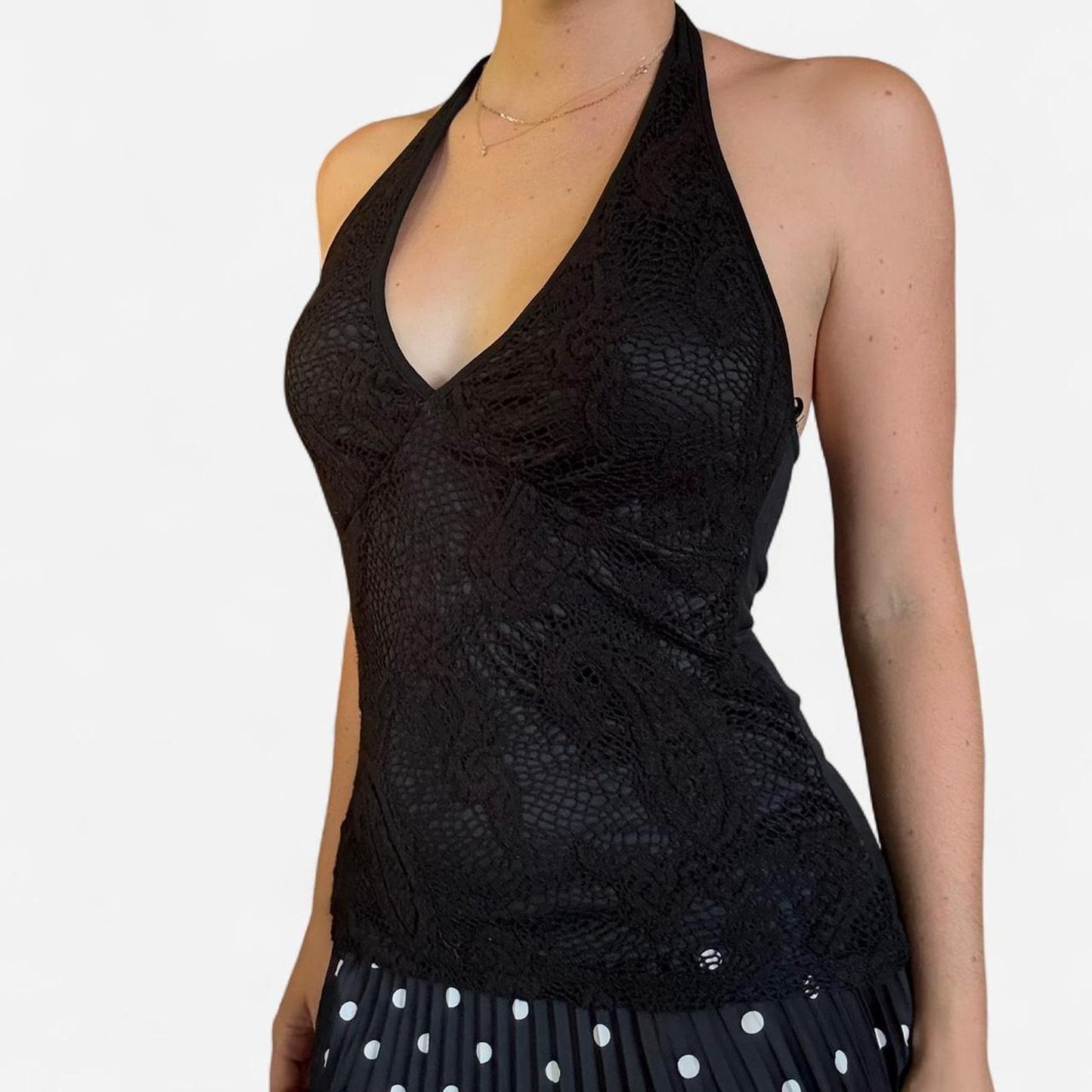 Black lace halter top
