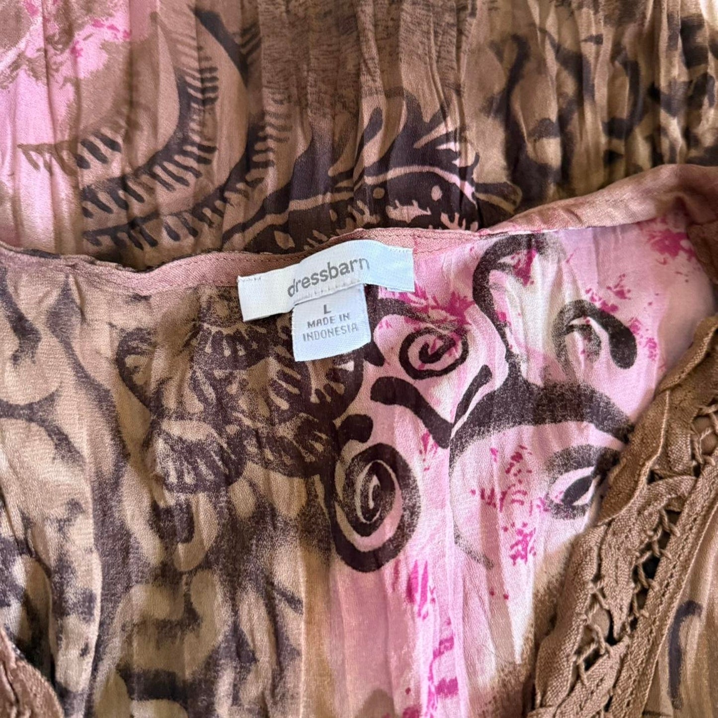 Brown and pink floral vintage button-up top
