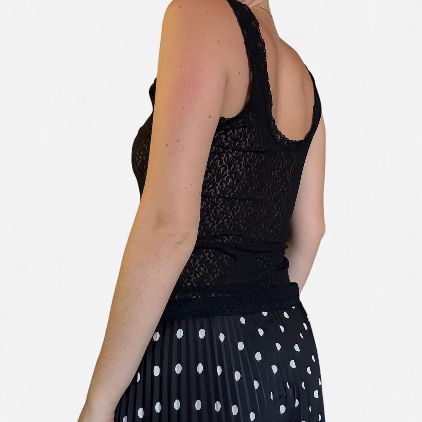 Black vintage lace cami top