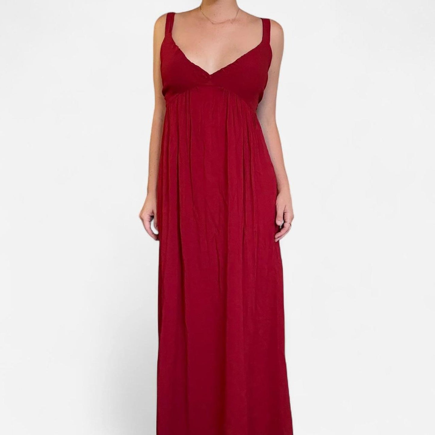 Red v neck flowy vintage dress