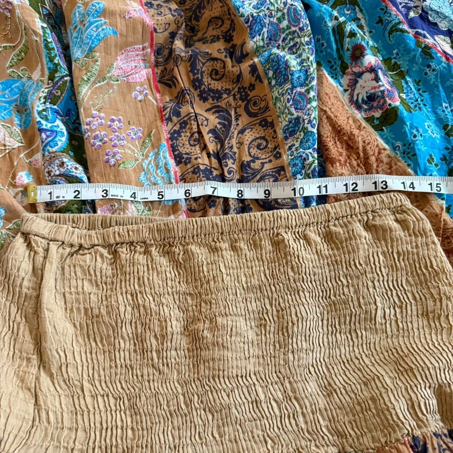 Brown and blue vintage floral maxi skirt