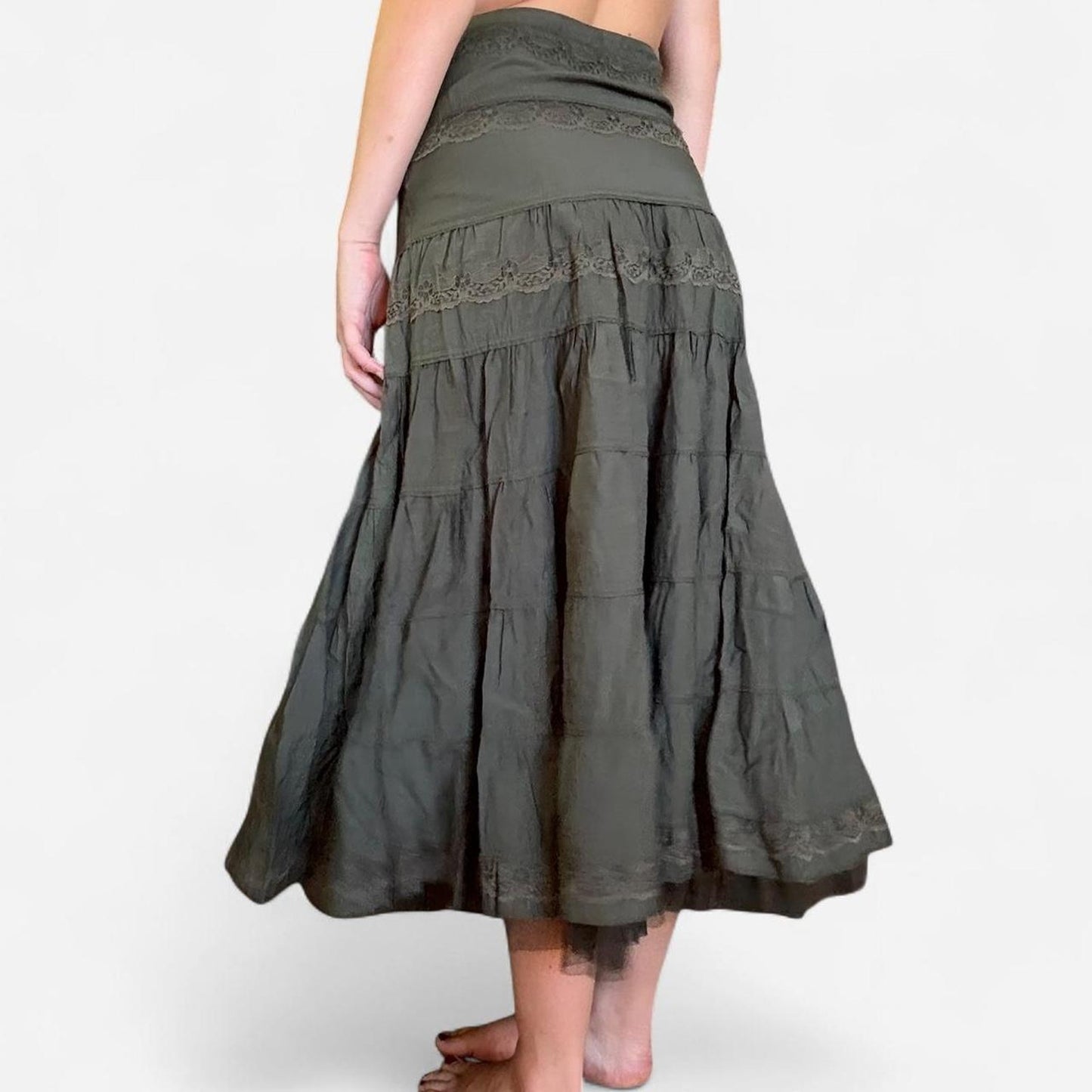 Olive green maxi skirt