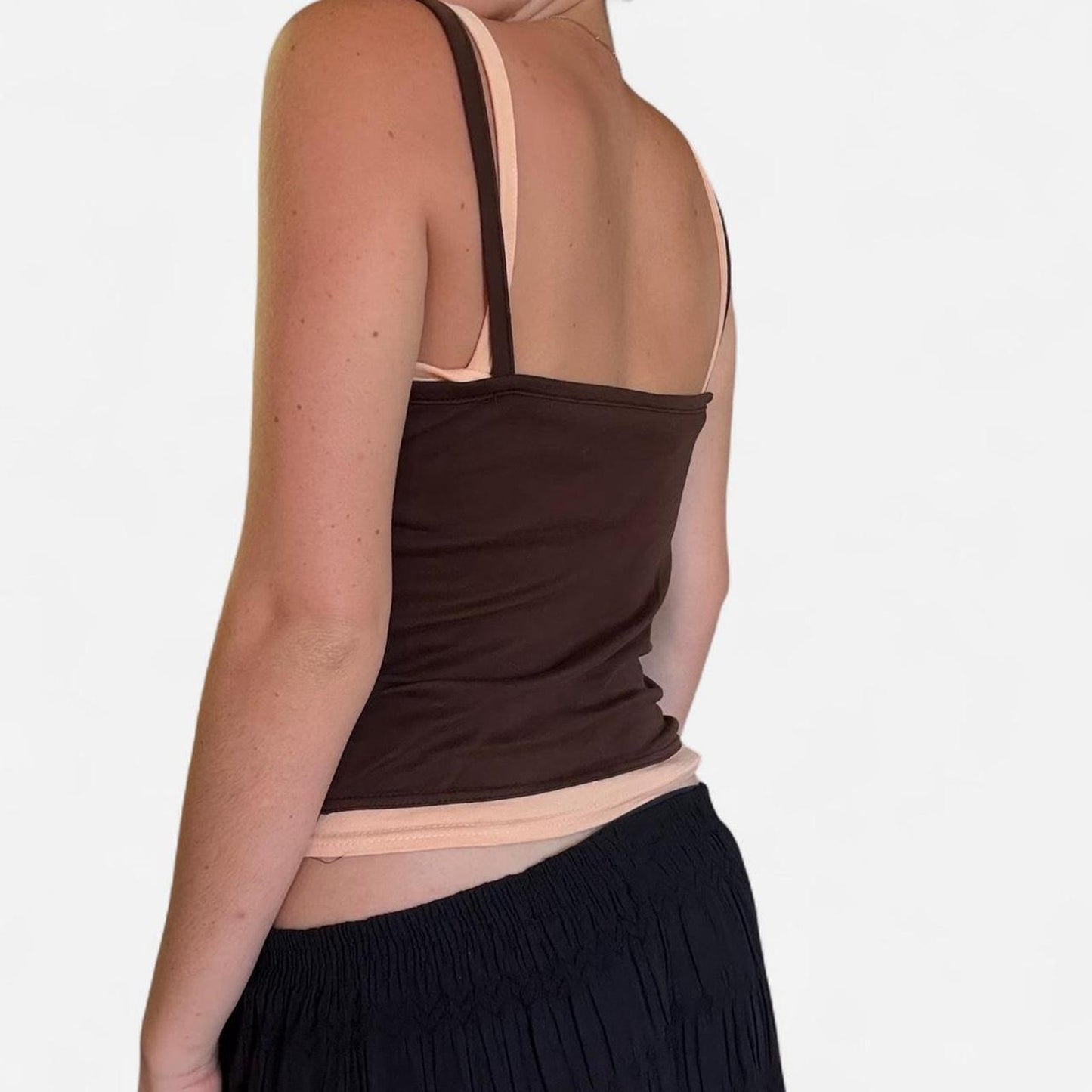 Brown and pink layered tank top