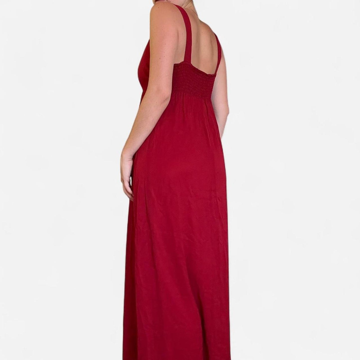 Red v neck flowy vintage dress