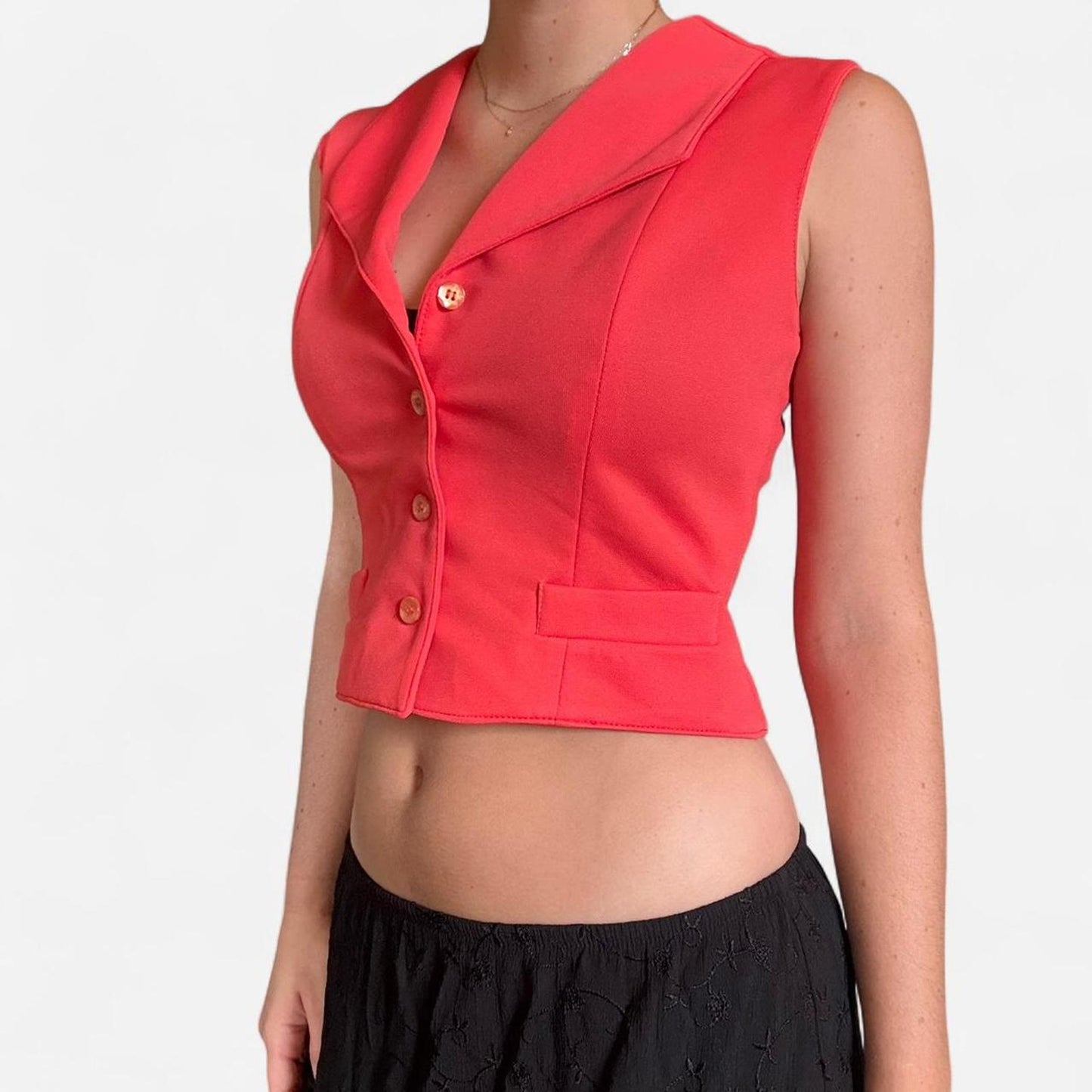 Red cropped blazer top
