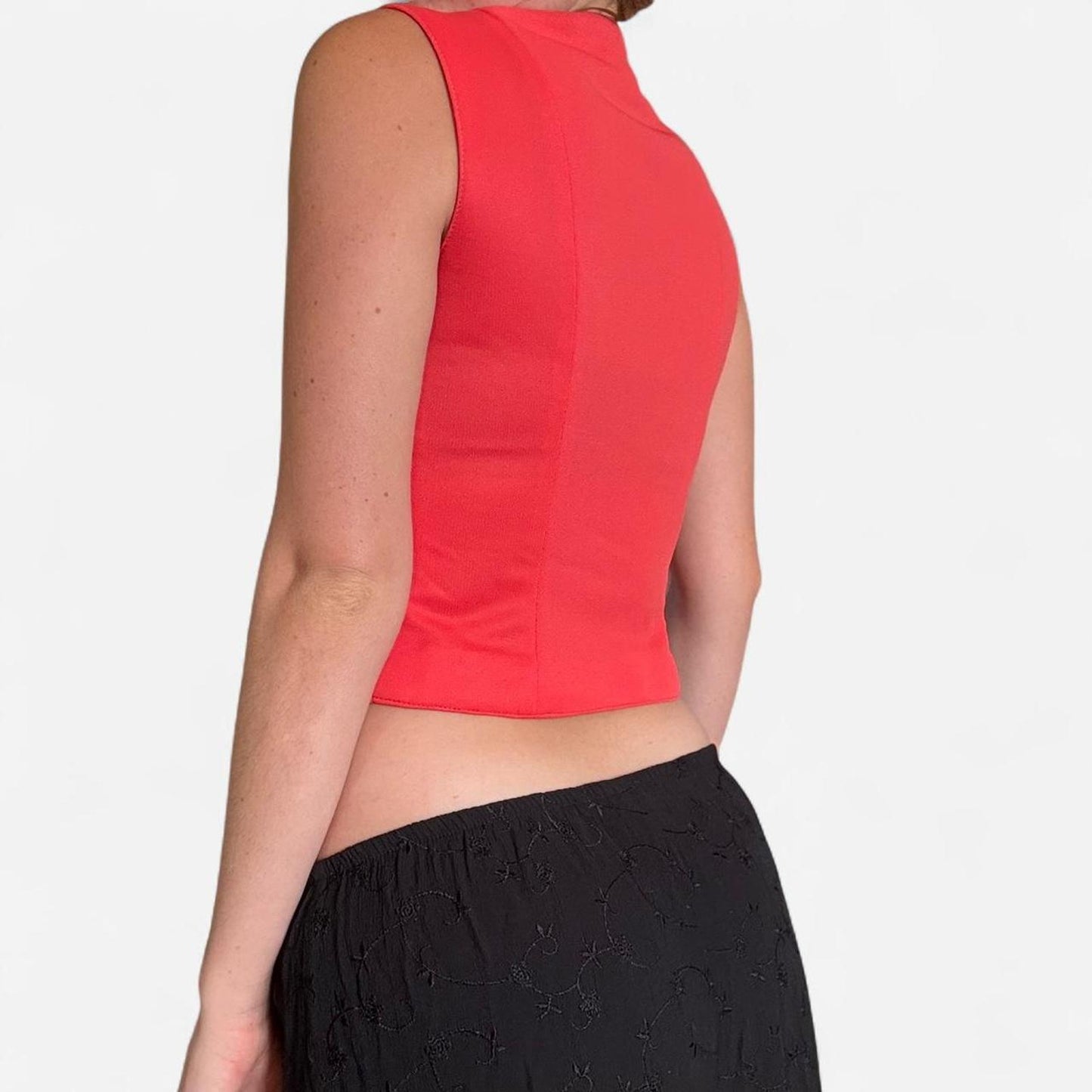 Red cropped blazer top