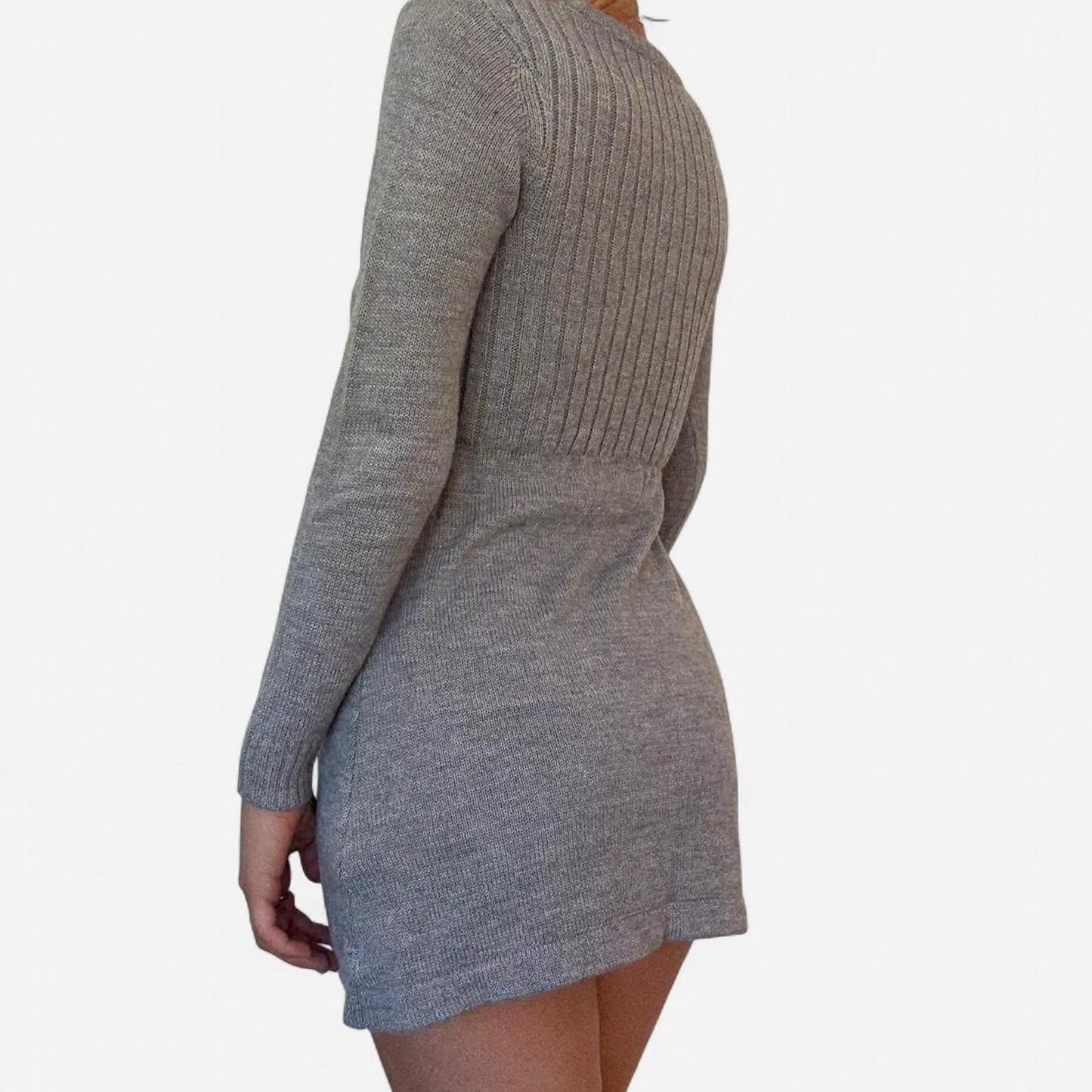Grey button up sweater dress