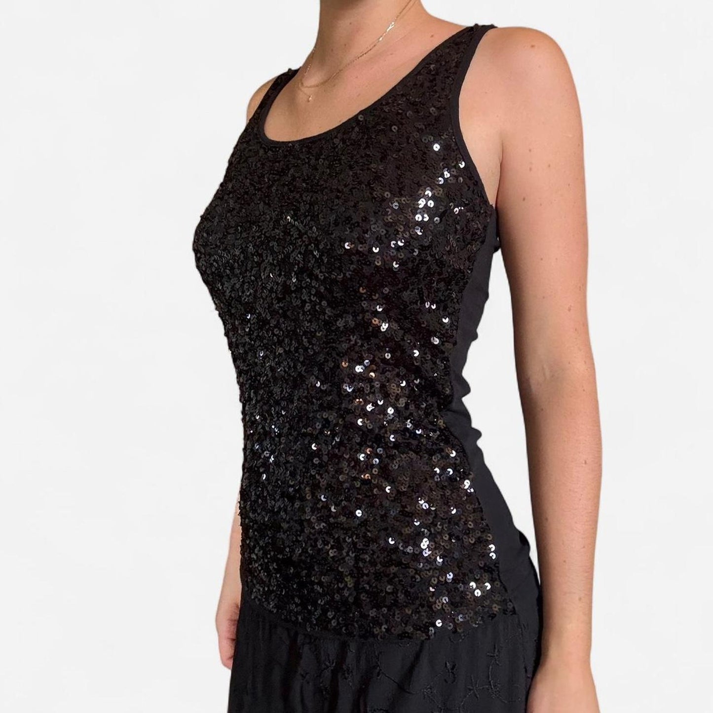 Black sequin tank top
