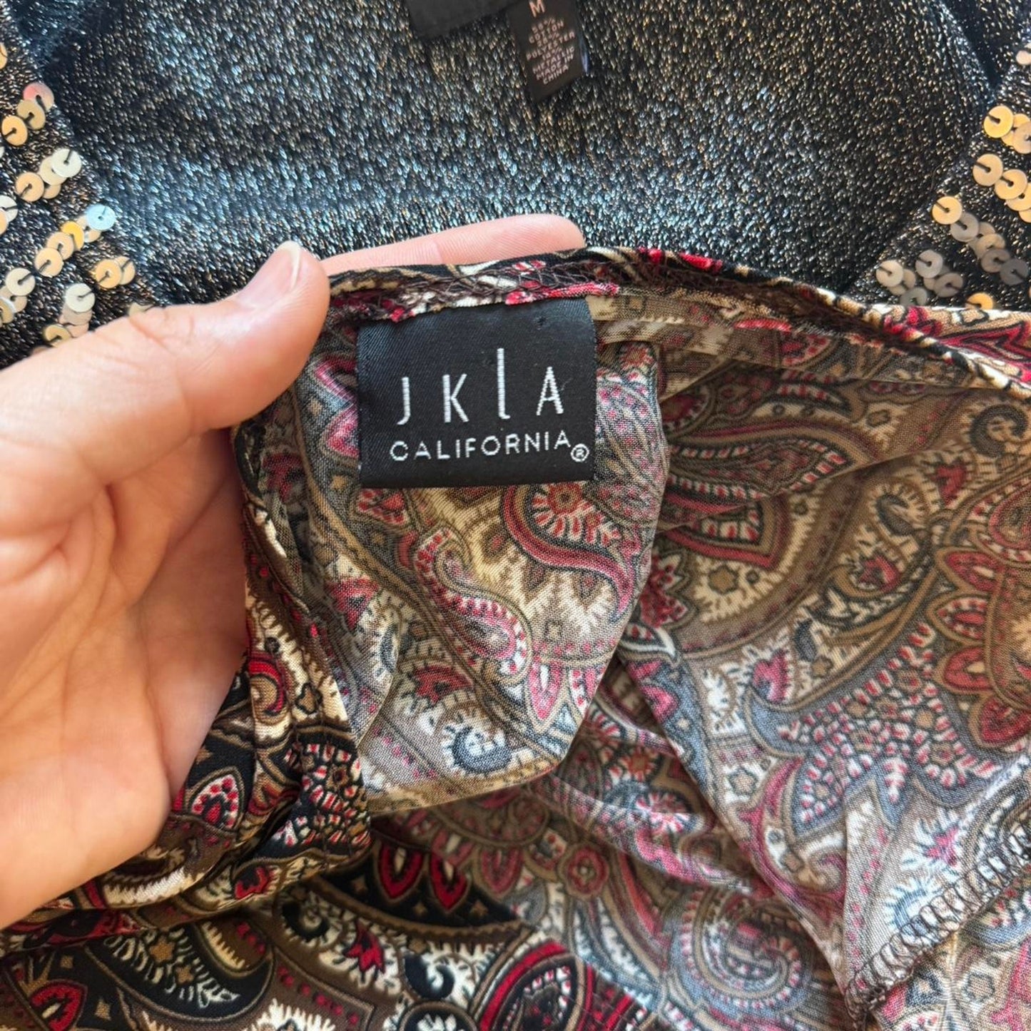 Burgundy and brown paisley print top