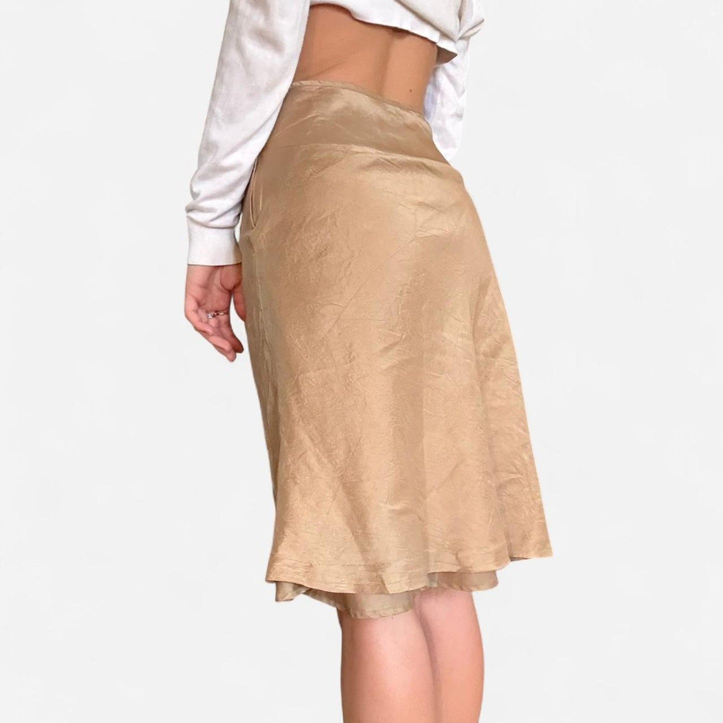 Tan and cream midi skirt