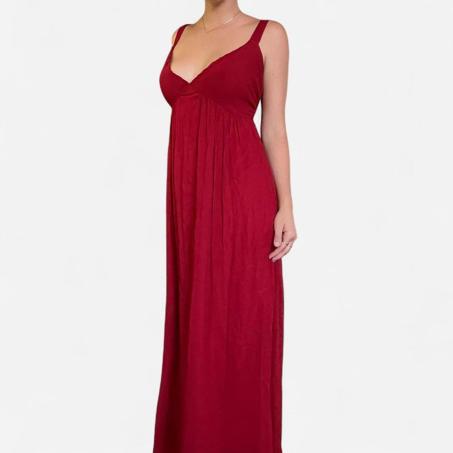 Red v neck flowy vintage dress