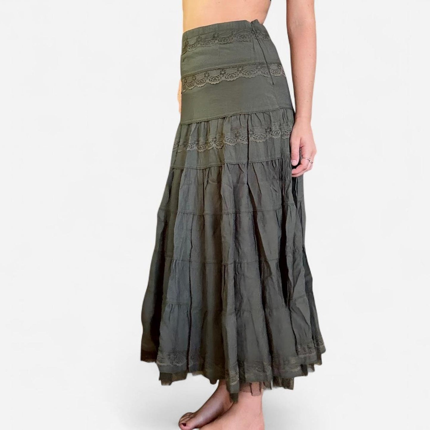 Olive green maxi skirt