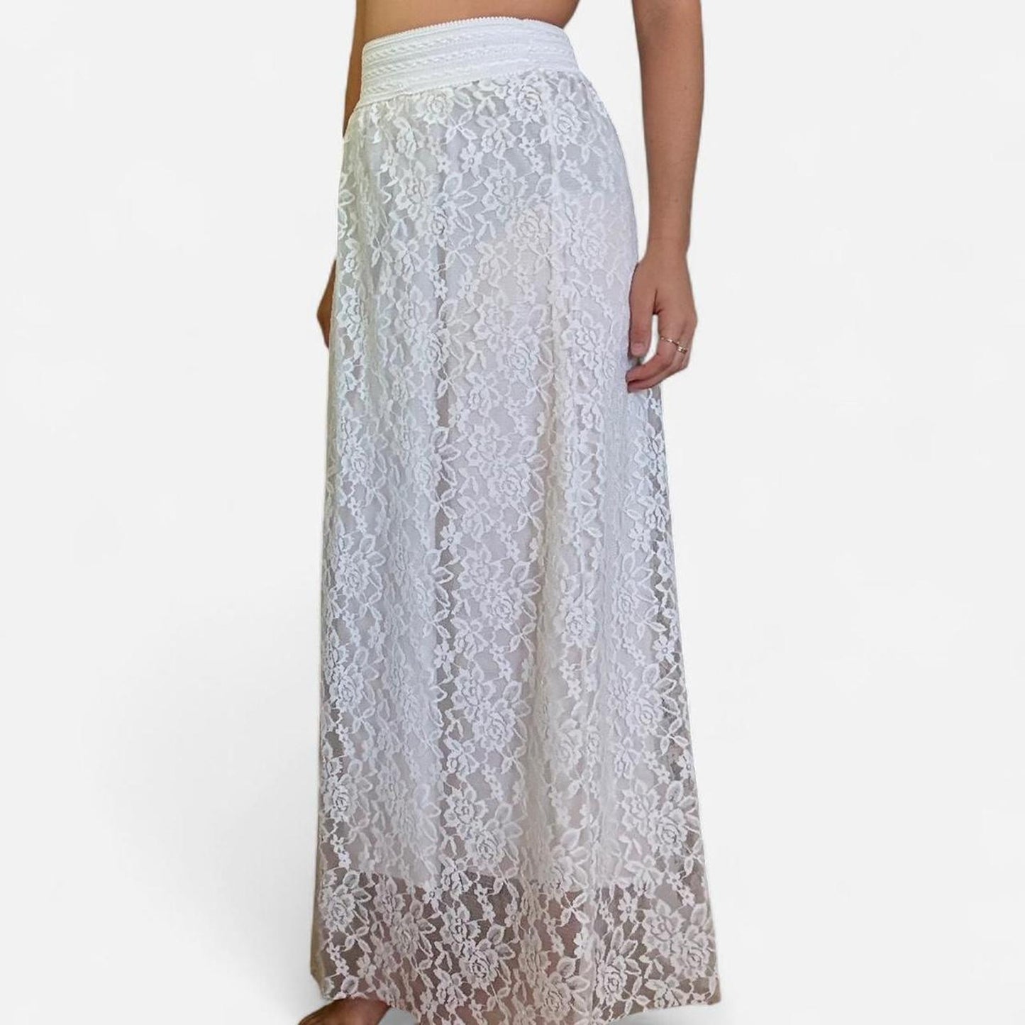 White lace maxi skirt