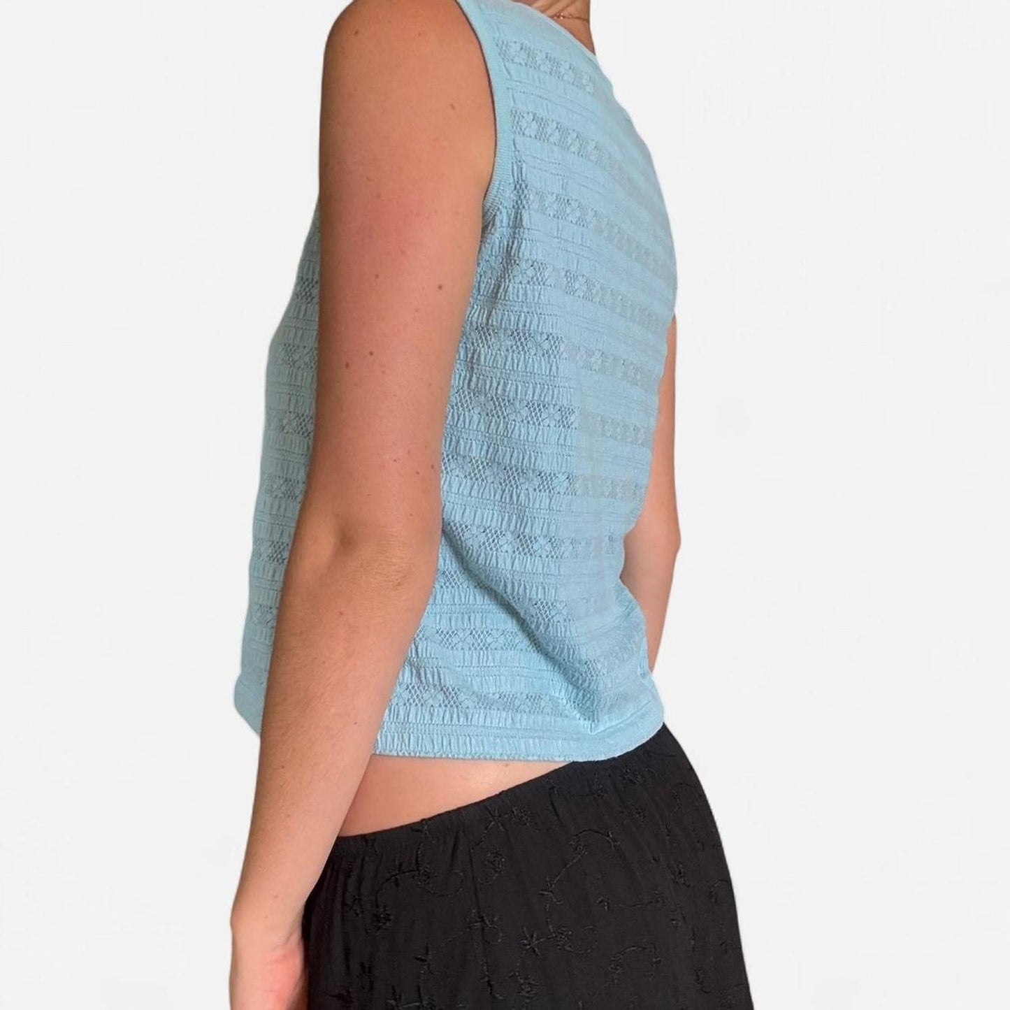 Baby blue knit tank top