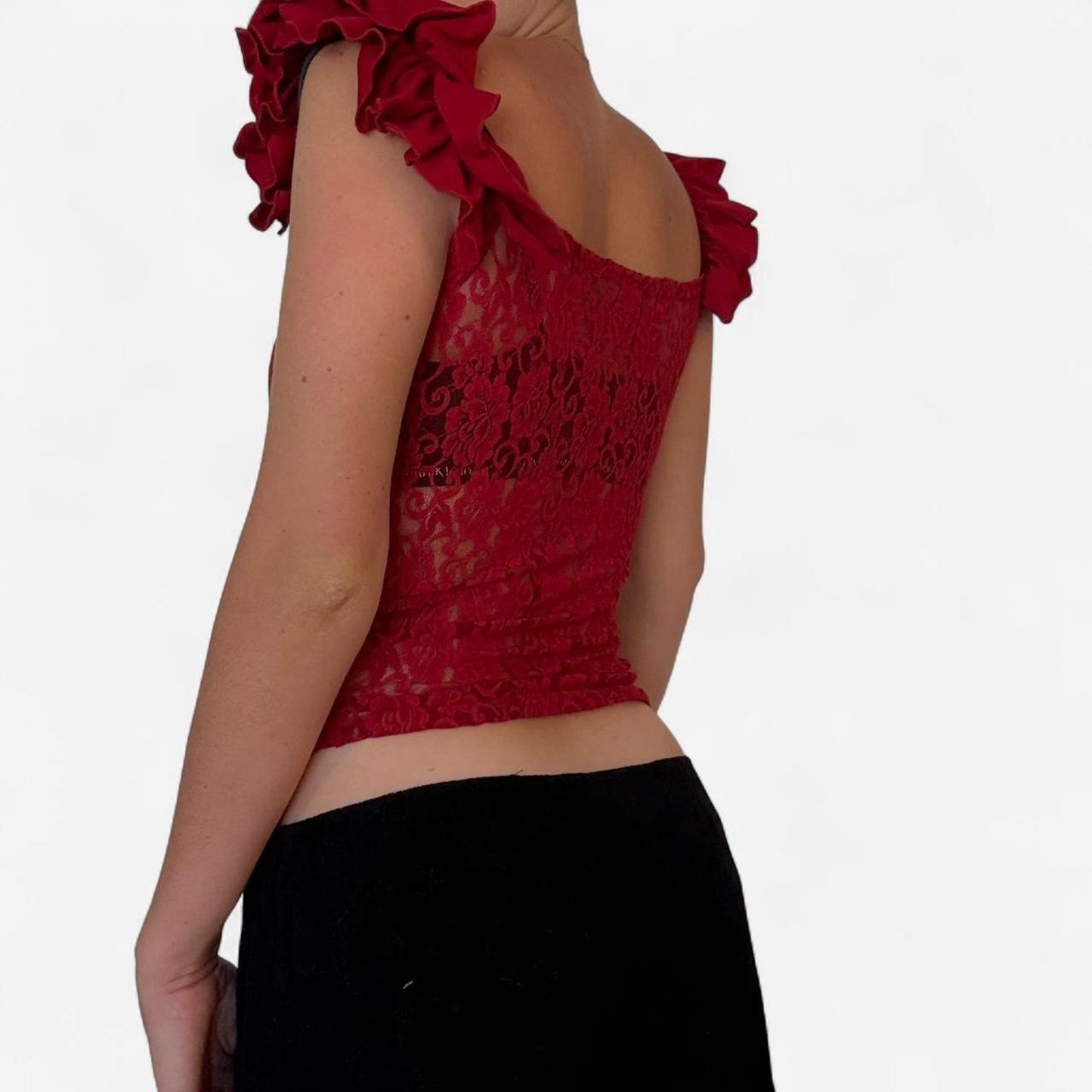 Red lace corset top