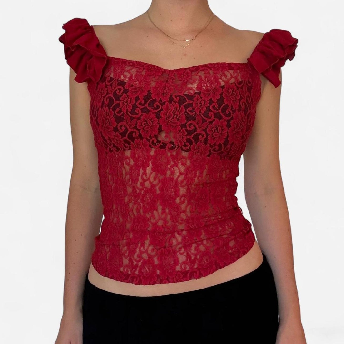 Red lace corset top