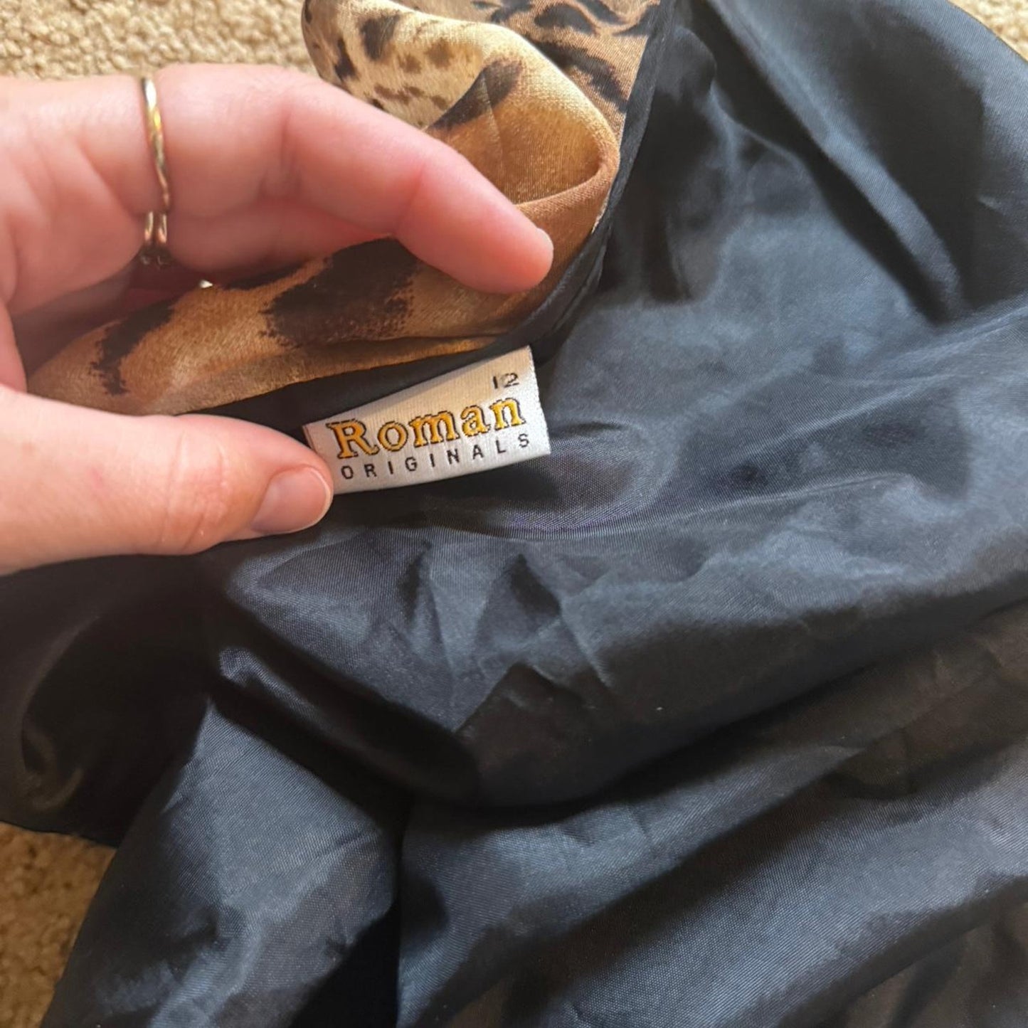 Brown and tan leopard print midi skirt