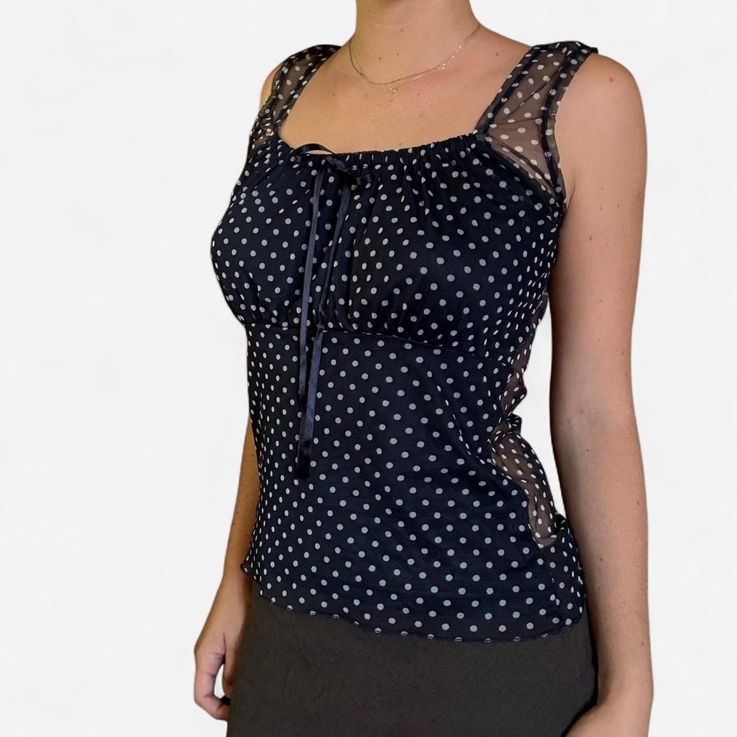 Black and white polka dot tank top