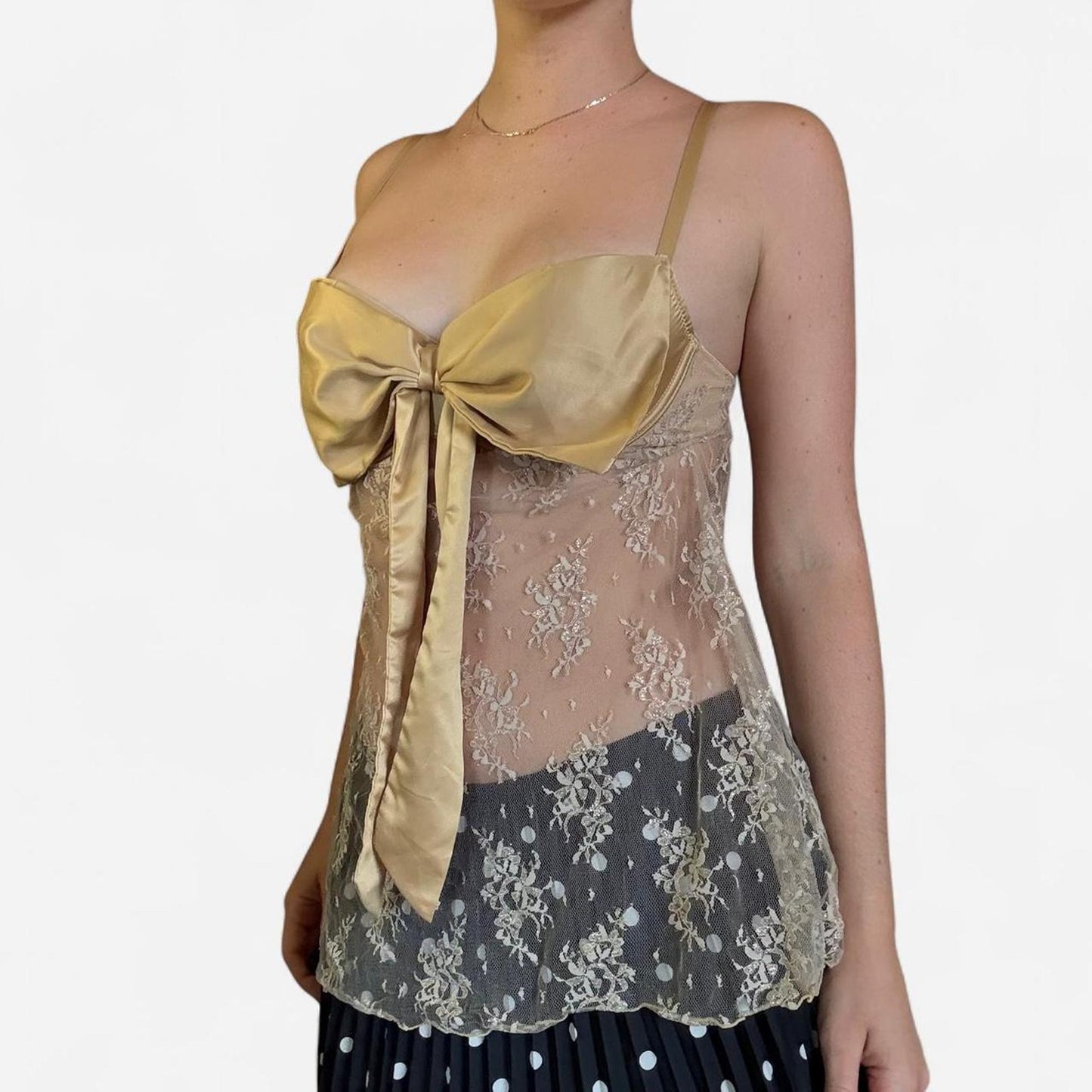 Tan silk and lace cami