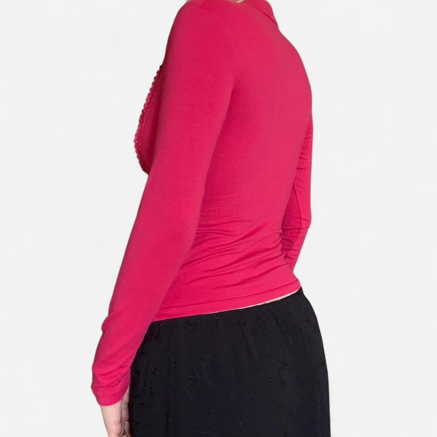 Pink lace up long sleeve top