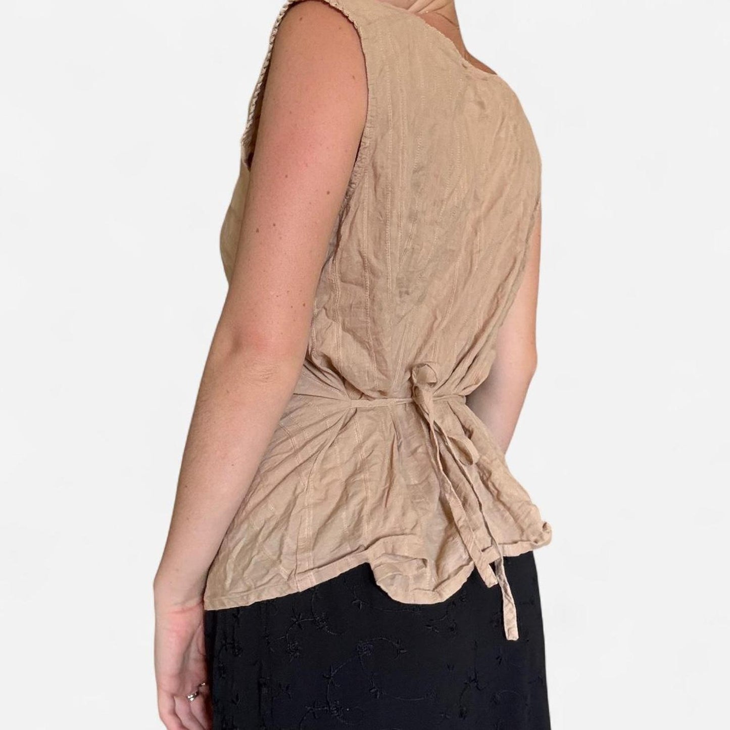 Tan button up top