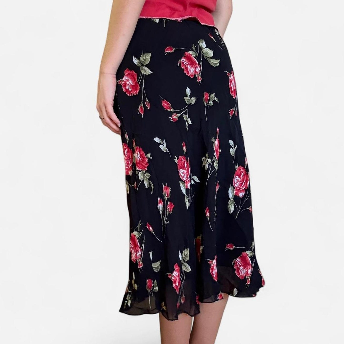 Black floral maxi skirt