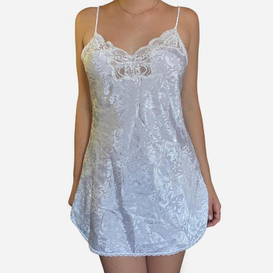 White lace slip dress