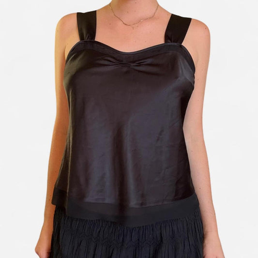 Black silk bow tank top