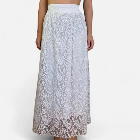 White lace maxi skirt