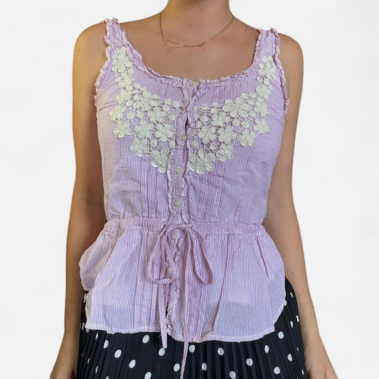 Pink and white striped tank top