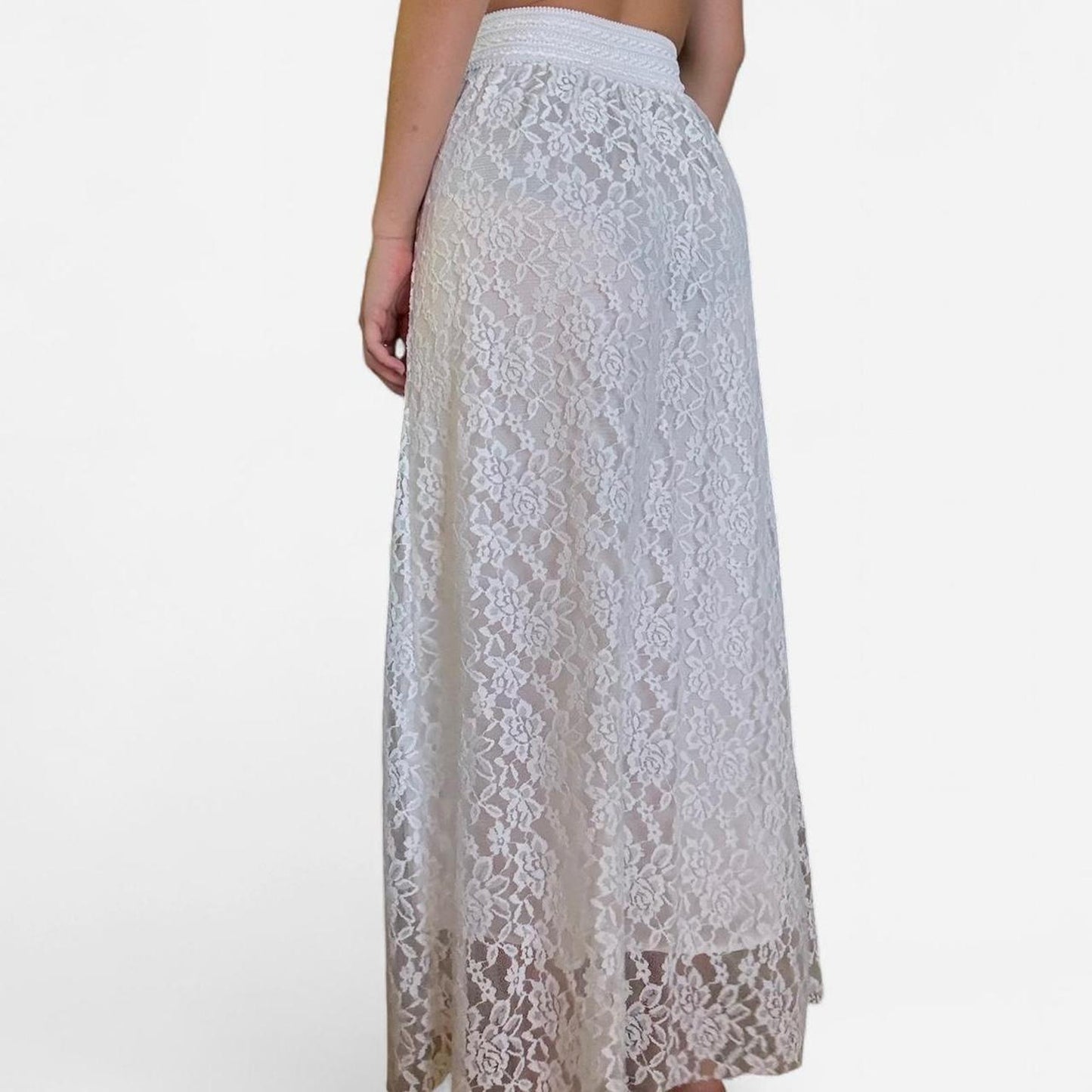 White lace maxi skirt