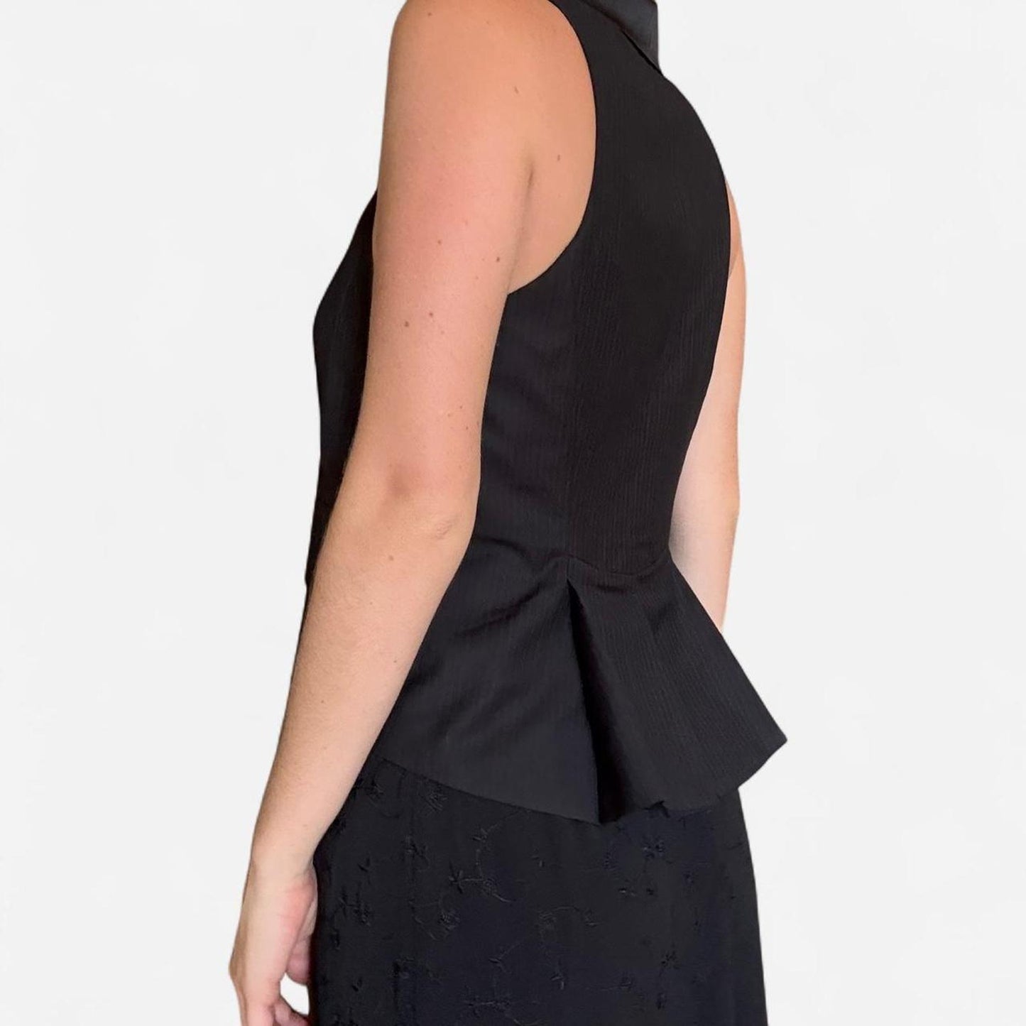 Black pinstripe sleeveless vest