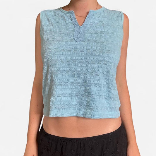 Baby blue knit tank top