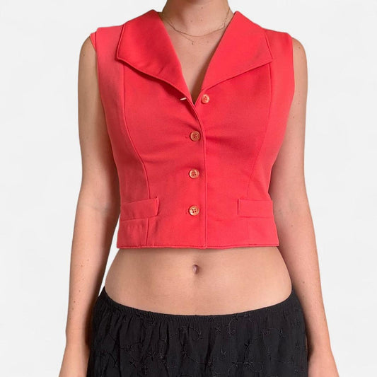 Red cropped blazer top