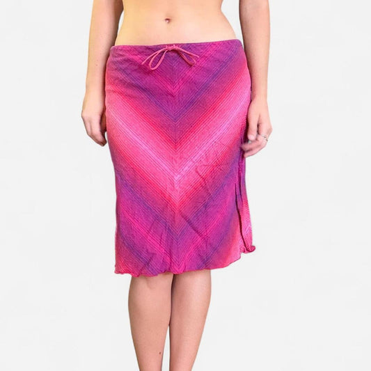 Pink and purple v design midi skirt