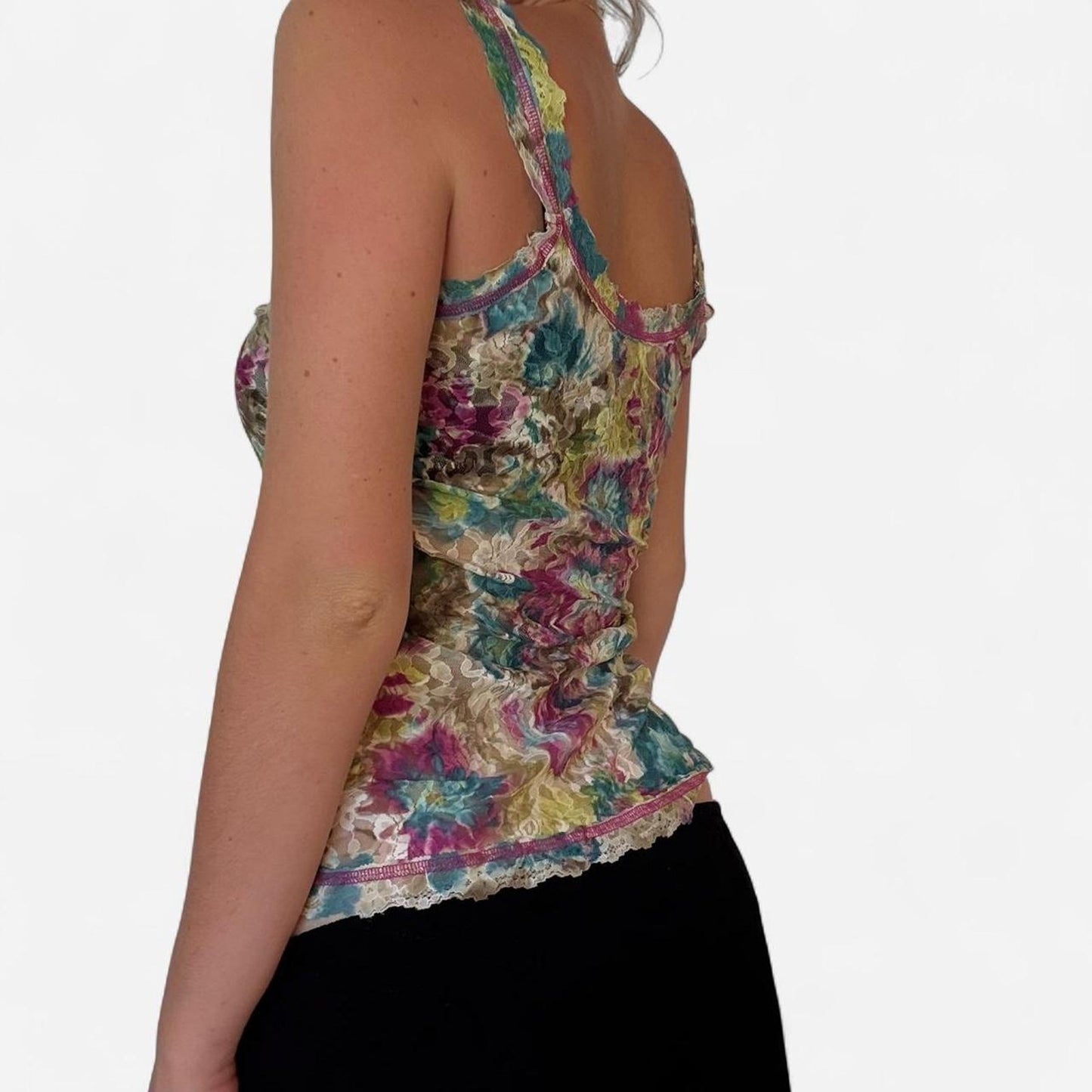 Pastel floral lace cami top
