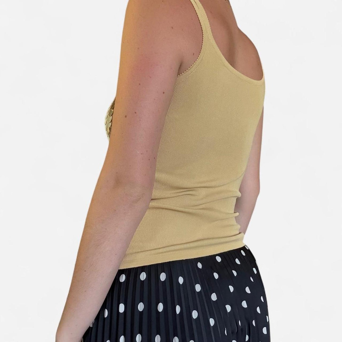 Gold sequin vintage striped tank top