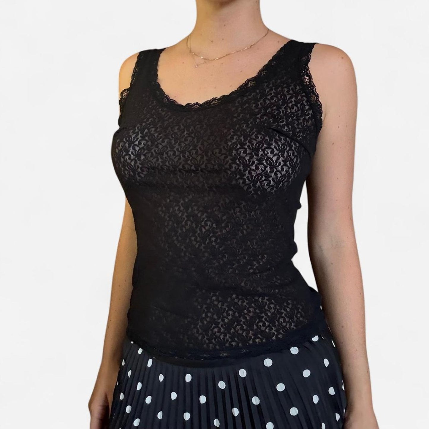 Black vintage lace cami top