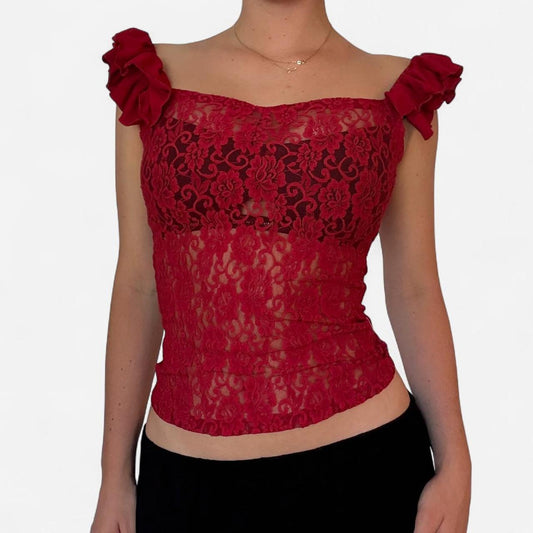 Red lace corset top