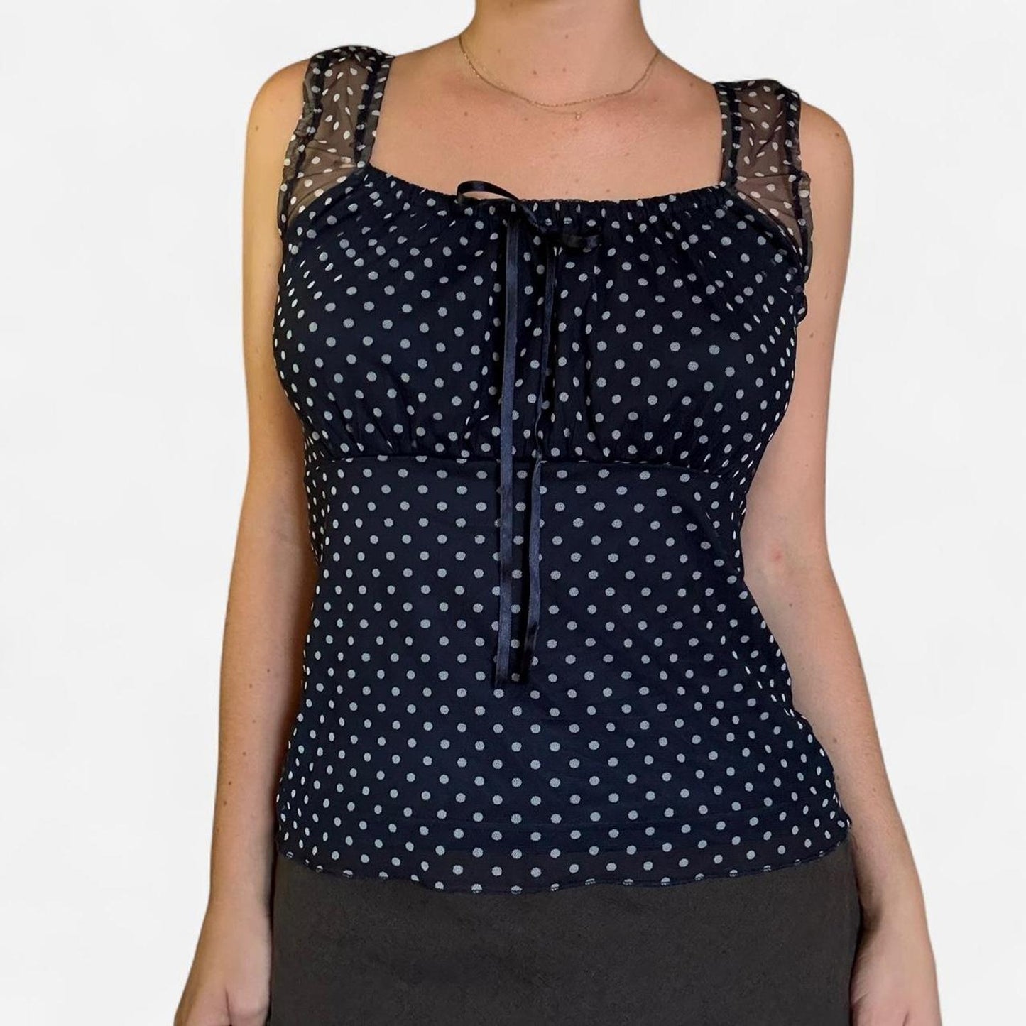 Black and white polka dot tank top
