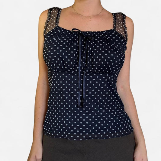 Black and white polka dot tank top