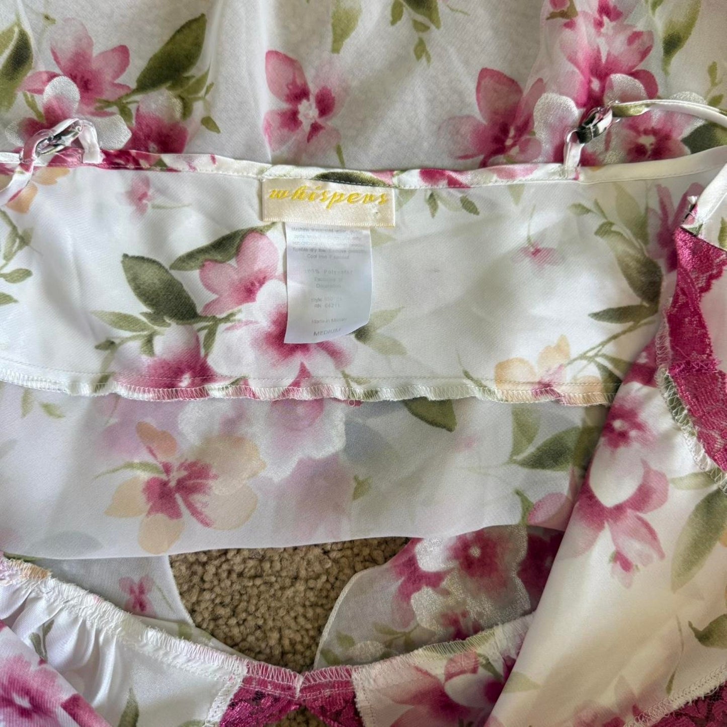 Pink and white floral cami top