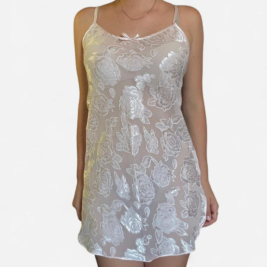 White lace slip dress