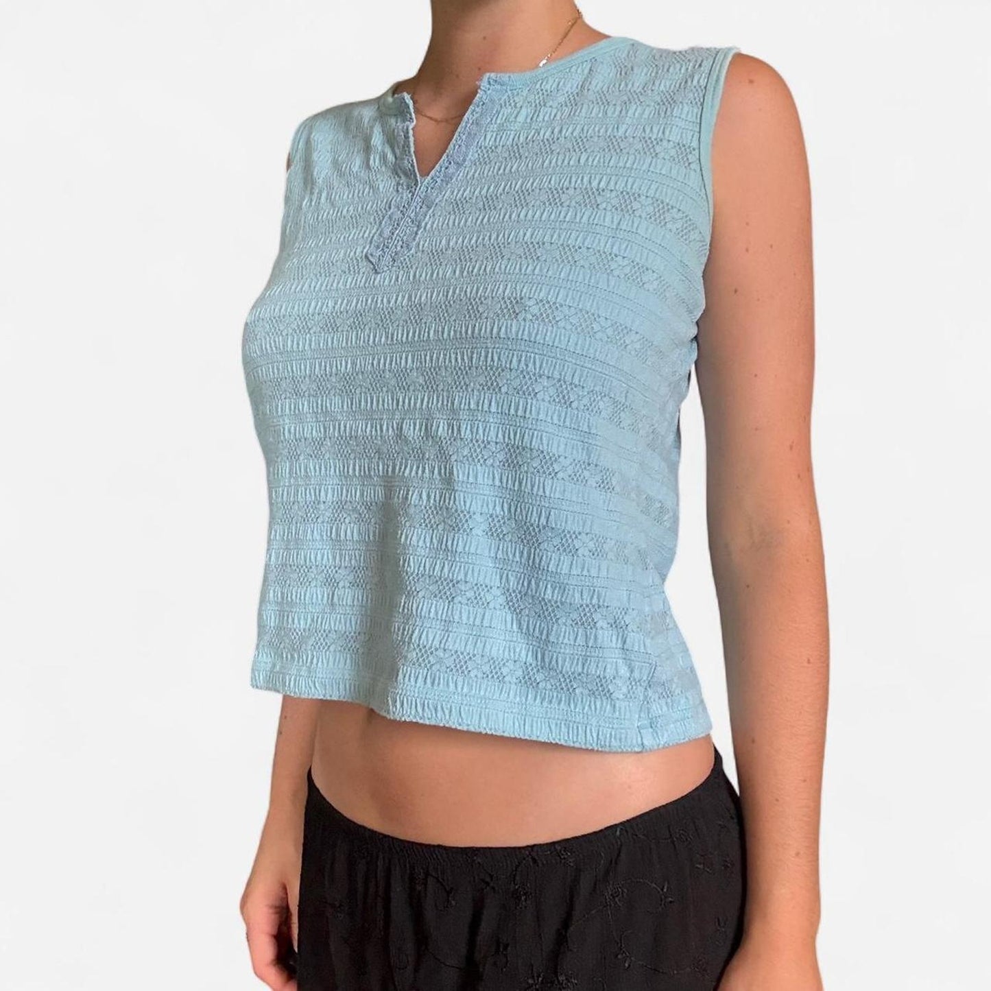 Baby blue knit tank top