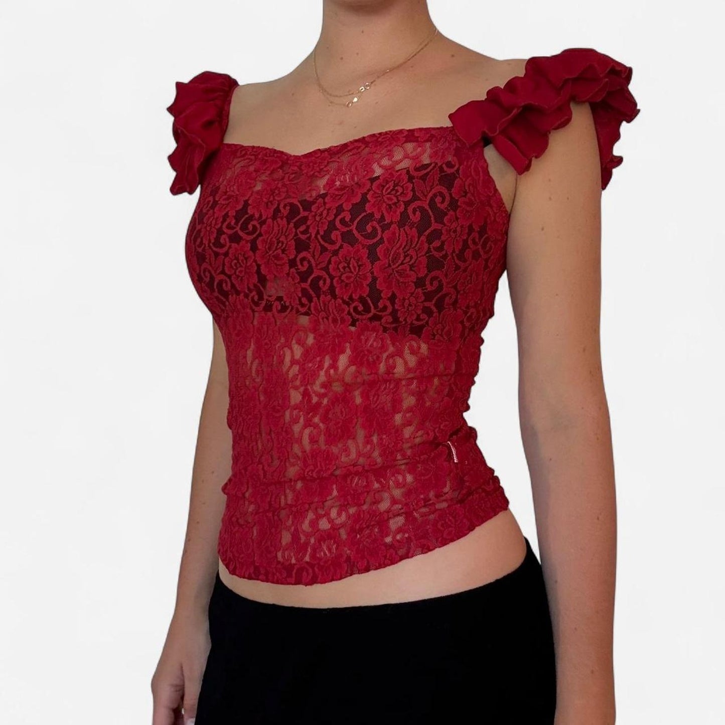 Red lace corset top